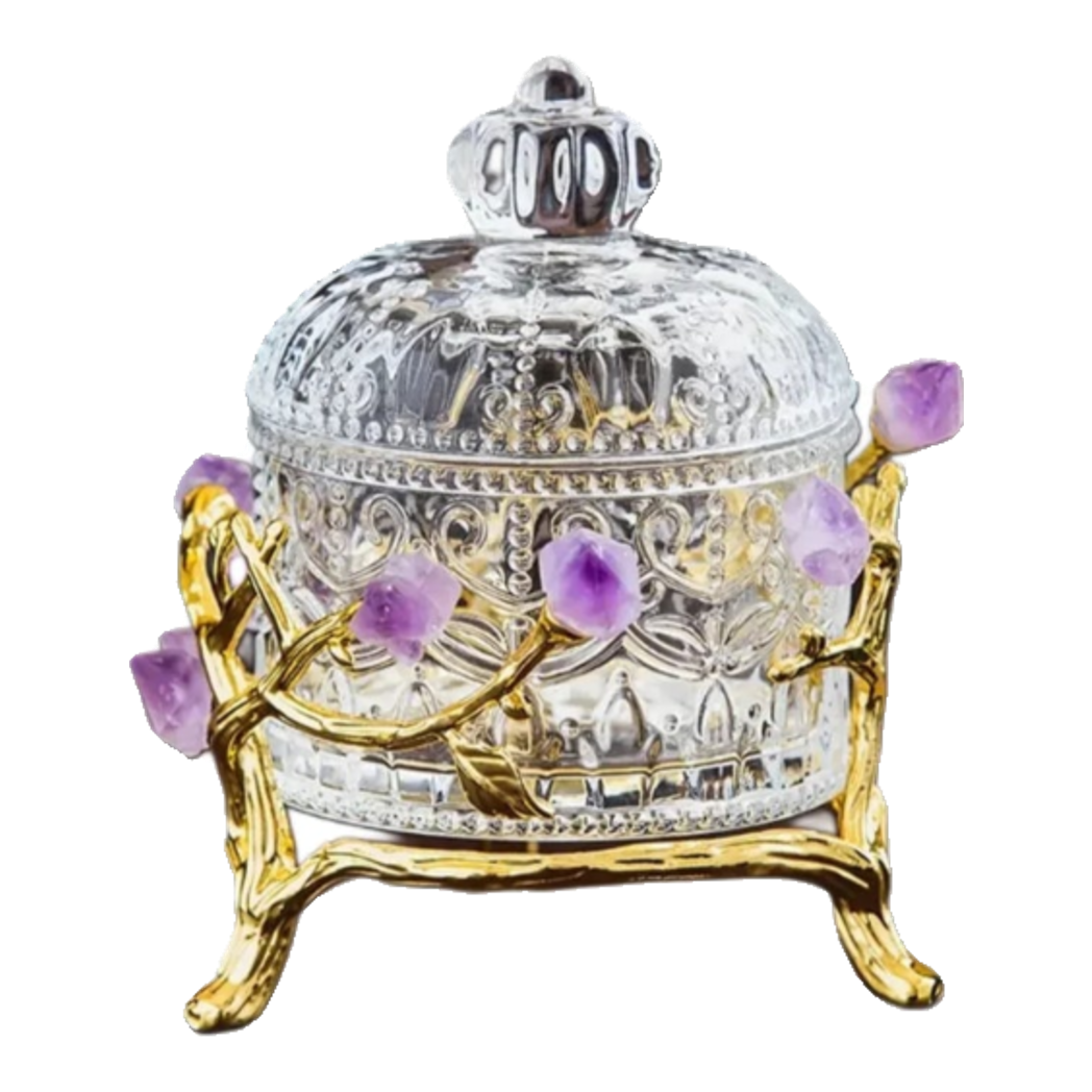 Maison Couture - Lọ Pha Lê Đá Thạch Anh Tím  Delight Cristalleries - Amethyst Quartz 15x13.5