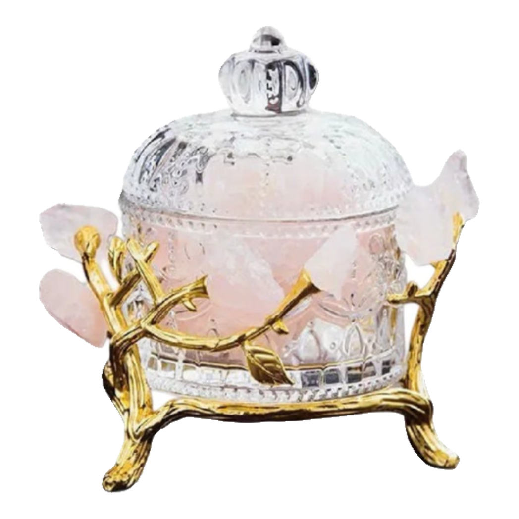 Maison Couture - Lọ Pha Lê Đá Thạch Anh Hồng  Delight Cristalleries - Rose Quartz 15x13.5