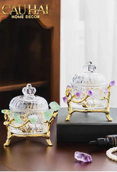 Maison Couture - Lọ Pha Lê Đá Thạch Anh Delight Cristallerie - Aventurine Quartz 14x11-HŨ TRANG TRÍ-CẬU HAI HOME DECOR