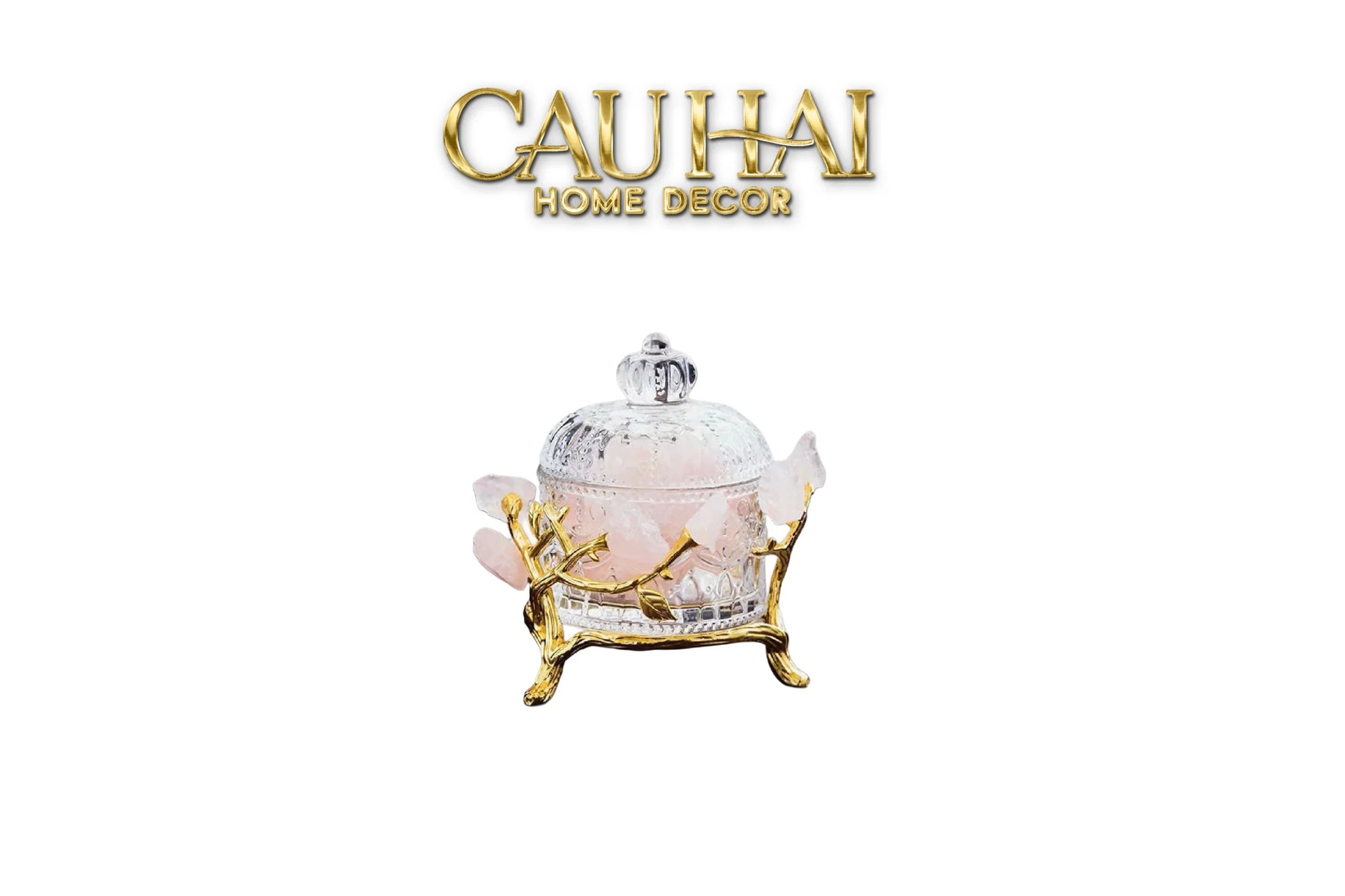 Maison Couture - Lọ Pha Lê Đá Thạch Anh Hồng Delight Cristalleries - Rose Quartz 15x13.5-HŨ TRANG TRÍ-CẬU HAI HOME DECOR