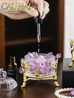 Maison Couture - Lọ Pha Lê Đá Thạch Anh Tím Delight Cristalleries - Amethyst Quartz 15x13.5-HŨ TRANG TRÍ-CẬU HAI HOME DECOR
