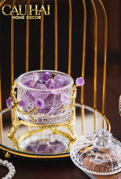 Maison Couture - Lọ Pha Lê Đá Thạch Anh Tím Delight Cristalleries - Amethyst Quartz 15x13.5-HŨ TRANG TRÍ-CẬU HAI HOME DECOR