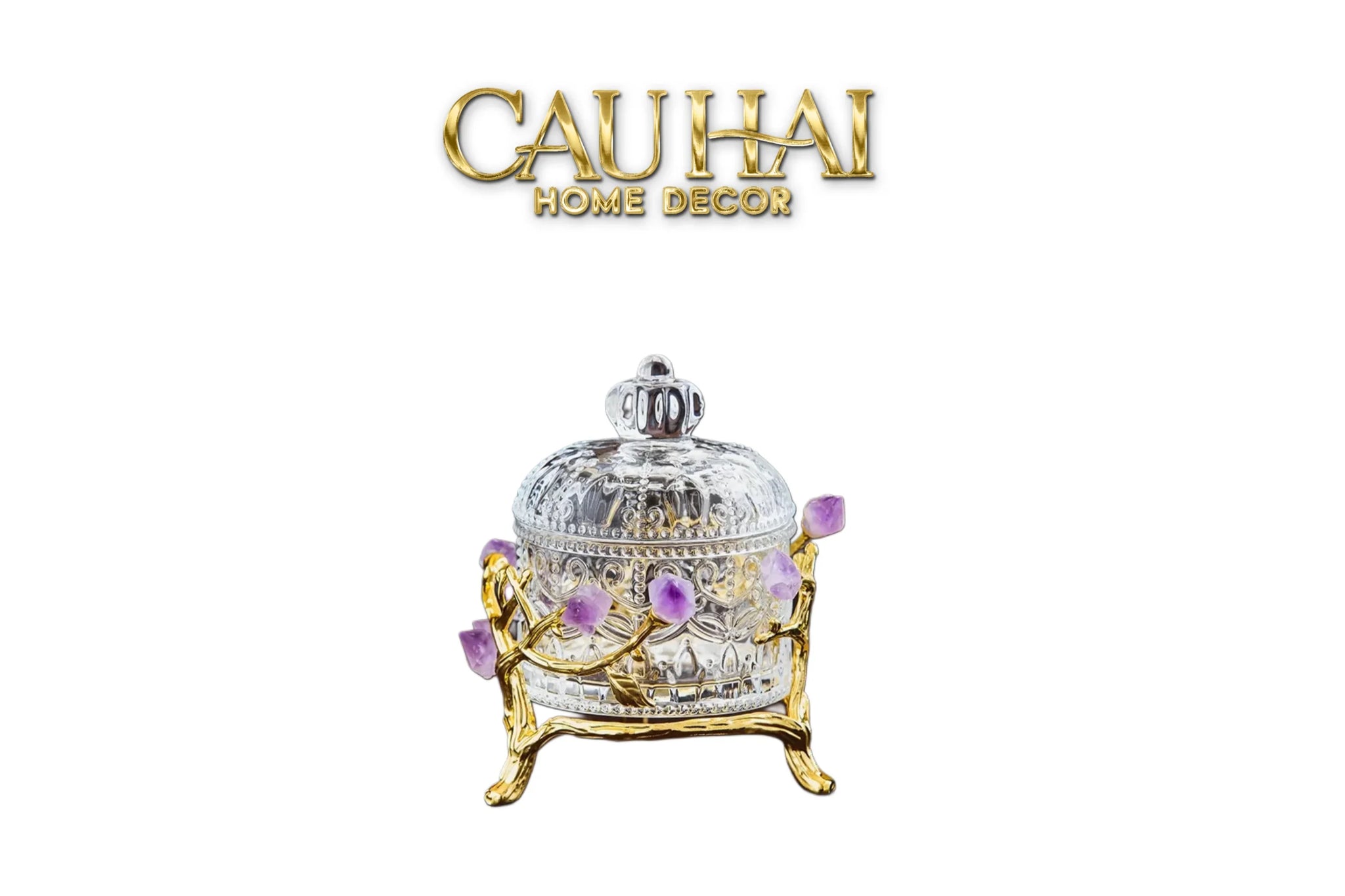 Maison Couture - Lọ Pha Lê Đá Thạch Anh Tím Delight Cristalleries - Amethyst Quartz 15x13.5-HŨ TRANG TRÍ-CẬU HAI HOME DECOR