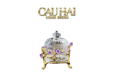 Maison Couture - Lọ Pha Lê Đá Thạch Anh Tím Delight Cristalleries - Amethyst Quartz 15x13.5-HŨ TRANG TRÍ-CẬU HAI HOME DECOR
