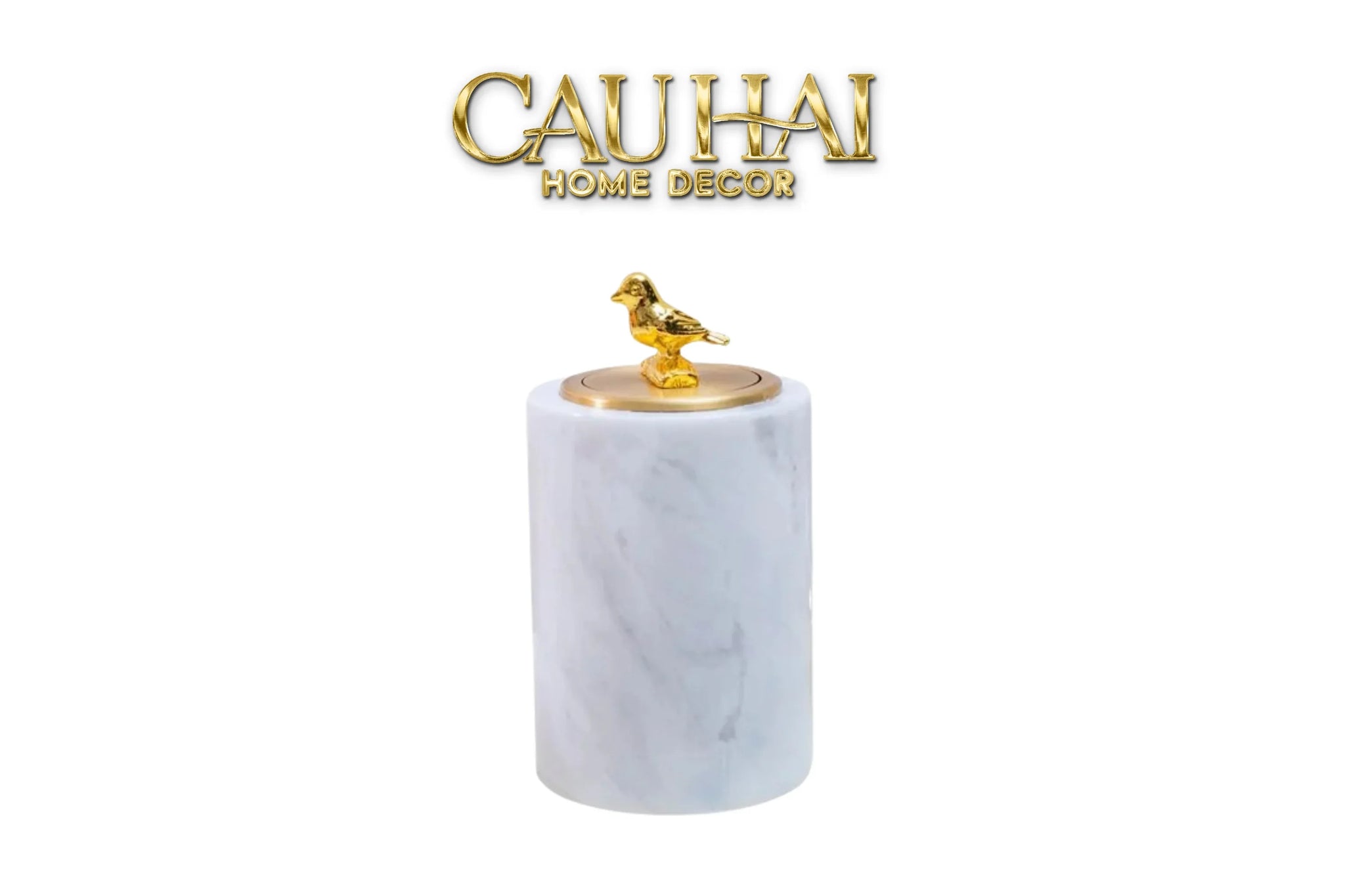 Maison Couture - Lọ Tăm Bông Đá Marble Trắng Brasson Blanche Marbre L'Oiseau D'Or-HŨ TRANG TRÍ-CẬU HAI HOME DECOR
