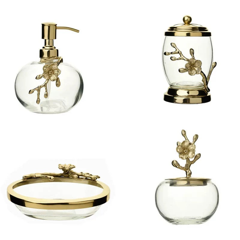 Maison Couture - Lọ Tăm Bông Hoa Mai Bằng Đồng - Brasson Blossom Héritage 8x13-Lọ Tăm bông - Bathroom Vanity-CẬU HAI HOME DECOR