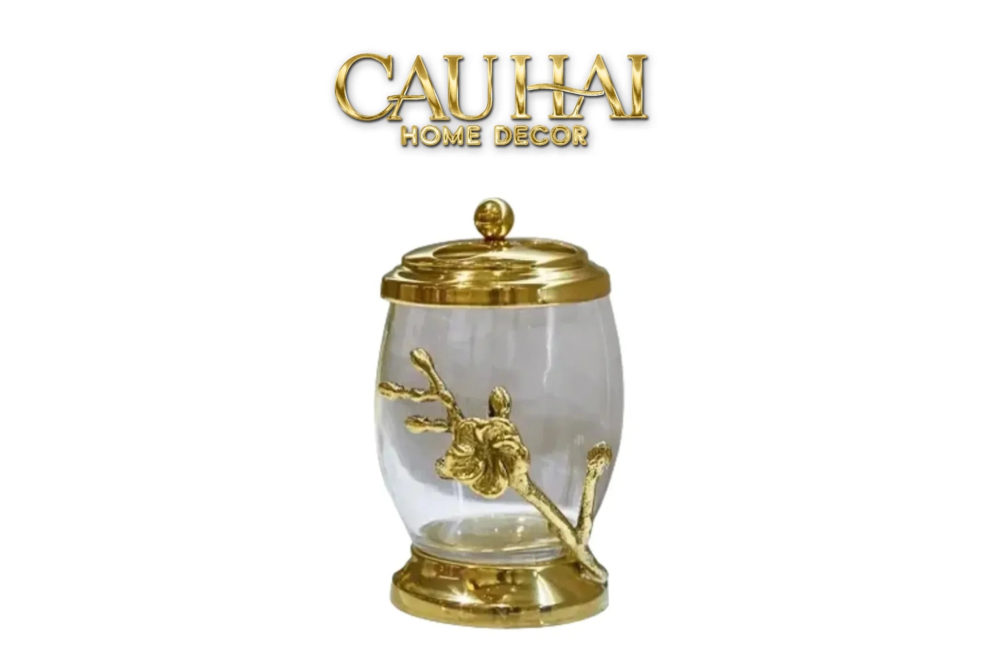 Maison Couture - Lọ Tăm Bông Hoa Mai Bằng Đồng - Brasson Blossom Héritage 8x13-Lọ Tăm bông - Bathroom Vanity-CẬU HAI HOME DECOR