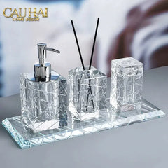 Maison Couture - Lọ Tăm Bông Pha Lê Cannage Diamant Facetté Vanity Cristalleries 5x10-Lọ Tăm bông - Bathroom Vanity-CẬU HAI HOME DECOR