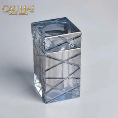 Maison Couture - Lọ Tăm Bông Pha Lê Cannage Diamant Facetté Vanity Cristalleries 5x10-Lọ Tăm bông - Bathroom Vanity-CẬU HAI HOME DECOR