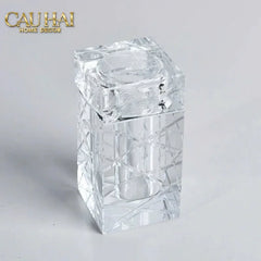 Maison Couture - Lọ Tăm Bông Pha Lê Cannage Diamant Facetté Vanity Cristalleries 5x10-Lọ Tăm bông - Bathroom Vanity-CẬU HAI HOME DECOR