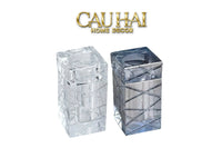 Maison Couture - Lọ Tăm Bông Pha Lê Cannage Diamant Facetté Vanity Cristalleries 5x10-Lọ Tăm bông - Bathroom Vanity-CẬU HAI HOME DECOR