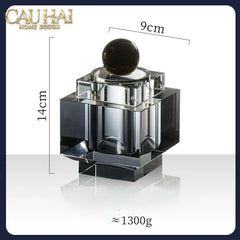 Maison Couture - Lọ Tăm Bông Pha Lê - Cristalleries Obsidian Cube - Smoky Vanity Ritual Set 9x14-HŨ TRANG TRÍ-CẬU HAI HOME DECOR
