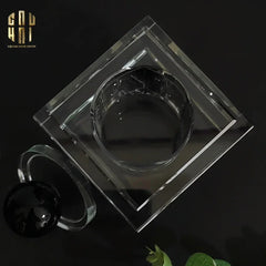 Maison Couture - Lọ Tăm Bông Pha Lê - Cristalleries Obsidian Cube - Smoky Vanity Ritual Set 9x14-HŨ TRANG TRÍ-CẬU HAI HOME DECOR