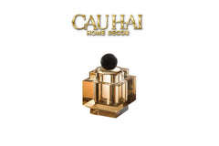 Maison Couture - Lọ Tăm Bông Pha Lê - Cristalleries Obsidian Cube - Smoky Vanity Ritual Set 9x14-HŨ TRANG TRÍ-CẬU HAI HOME DECOR