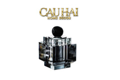 Maison Couture - Lọ Tăm Bông Pha Lê - Cristalleries Obsidian Cube - Smoky Vanity Ritual Set 9x14-HŨ TRANG TRÍ-CẬU HAI HOME DECOR