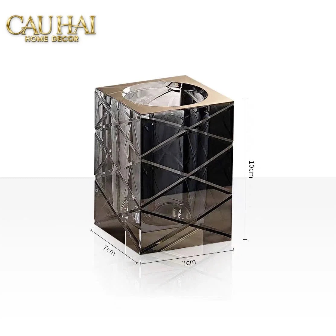 Maison Couture - Lọ Tăm Bông Pha Lê Lumière Cannage Facetté Diamant Cristalleries Vanity 7x13-CẬU HAI HOME DECOR