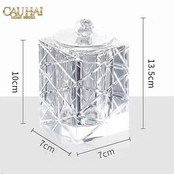 Maison Couture - Lọ Tăm Bông Pha Lê Lumière Cannage Facetté Diamant Cristalleries Vanity 7x13-CẬU HAI HOME DECOR