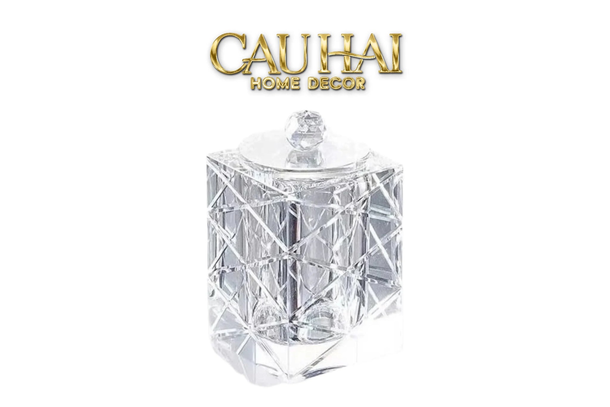 Maison Couture - Lọ Tăm Bông Pha Lê Lumière Cannage Facetté Diamant Cristalleries Vanity 7x13-CẬU HAI HOME DECOR