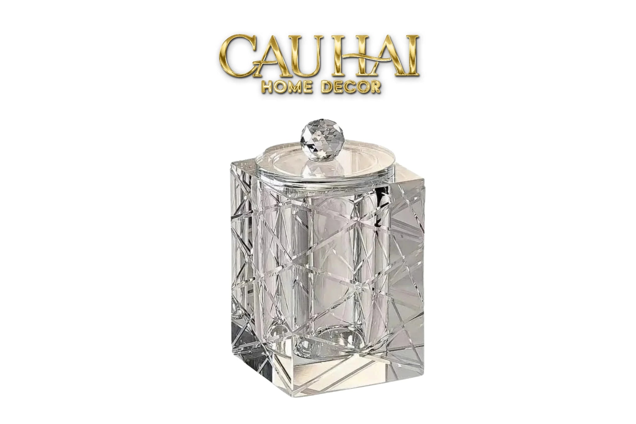 Maison Couture - Lọ Tăm Bông Pha Lê Lumière Cannage Facetté Diamant Cristalleries Vanity 7x13-HŨ TRANG TRÍ-CẬU HAI HOME DECOR