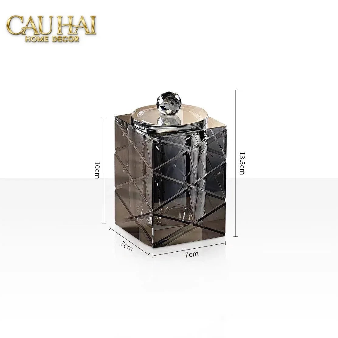 Maison Couture - Lọ Tăm Bông Pha Lê Lumière Cannage Facetté Diamant Cristalleries Vanity 7x13-HŨ TRANG TRÍ-Đối tác tại Trung Quốc theo từng đơn đặt hàng-CẬU HAI HOME DECOR