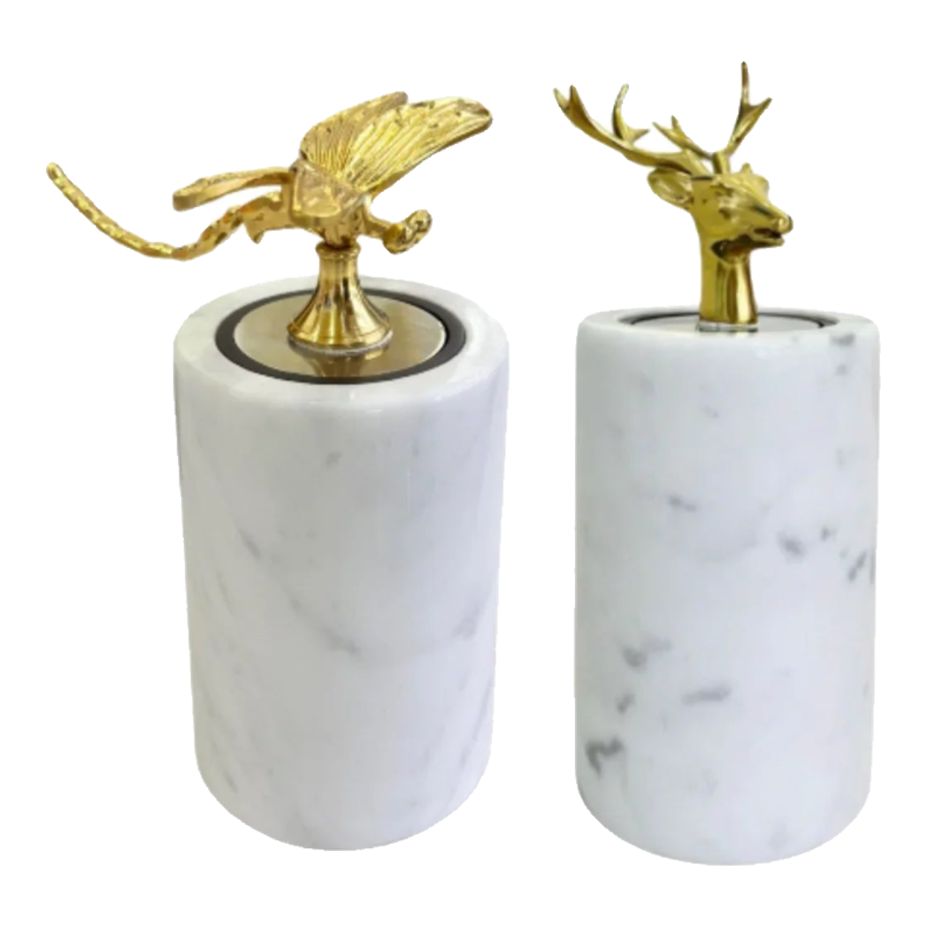 Maison Couture - Lọ Tăm Đá Marble Brasson Sauvage Blanche Marbre D'Ivoire