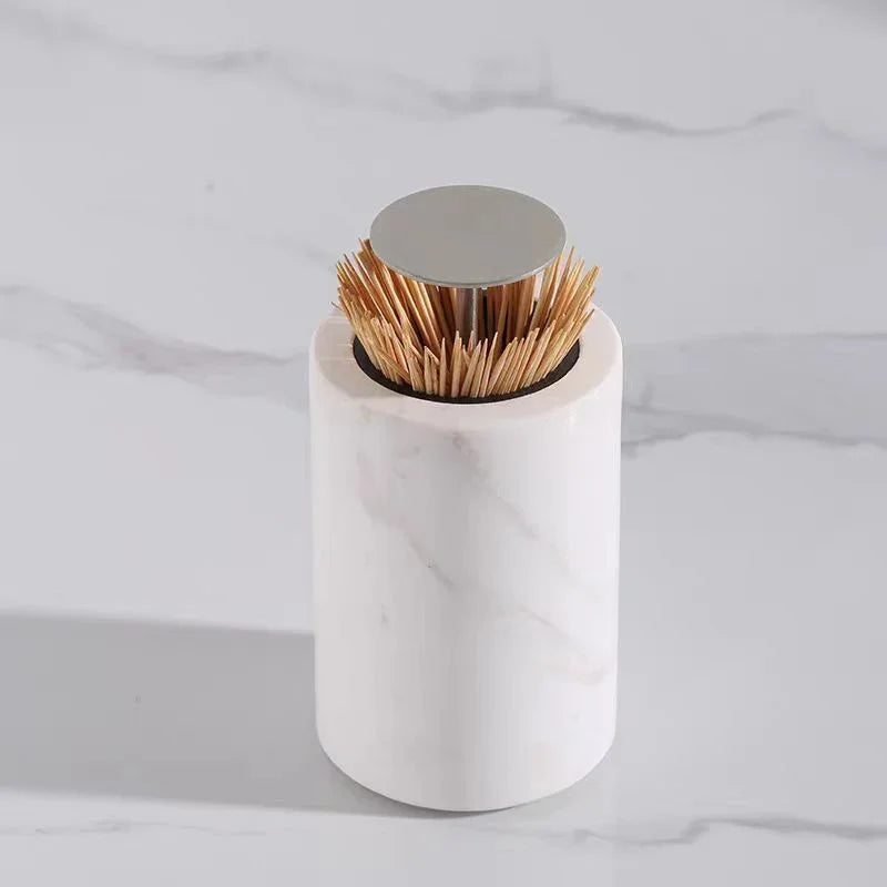 Maison Couture - Lọ Tăm Đá Marble Brasson Sauvage Blanche Marbre D'Ivoire-HŨ TRANG TRÍ-CẬU HAI HOME DECOR