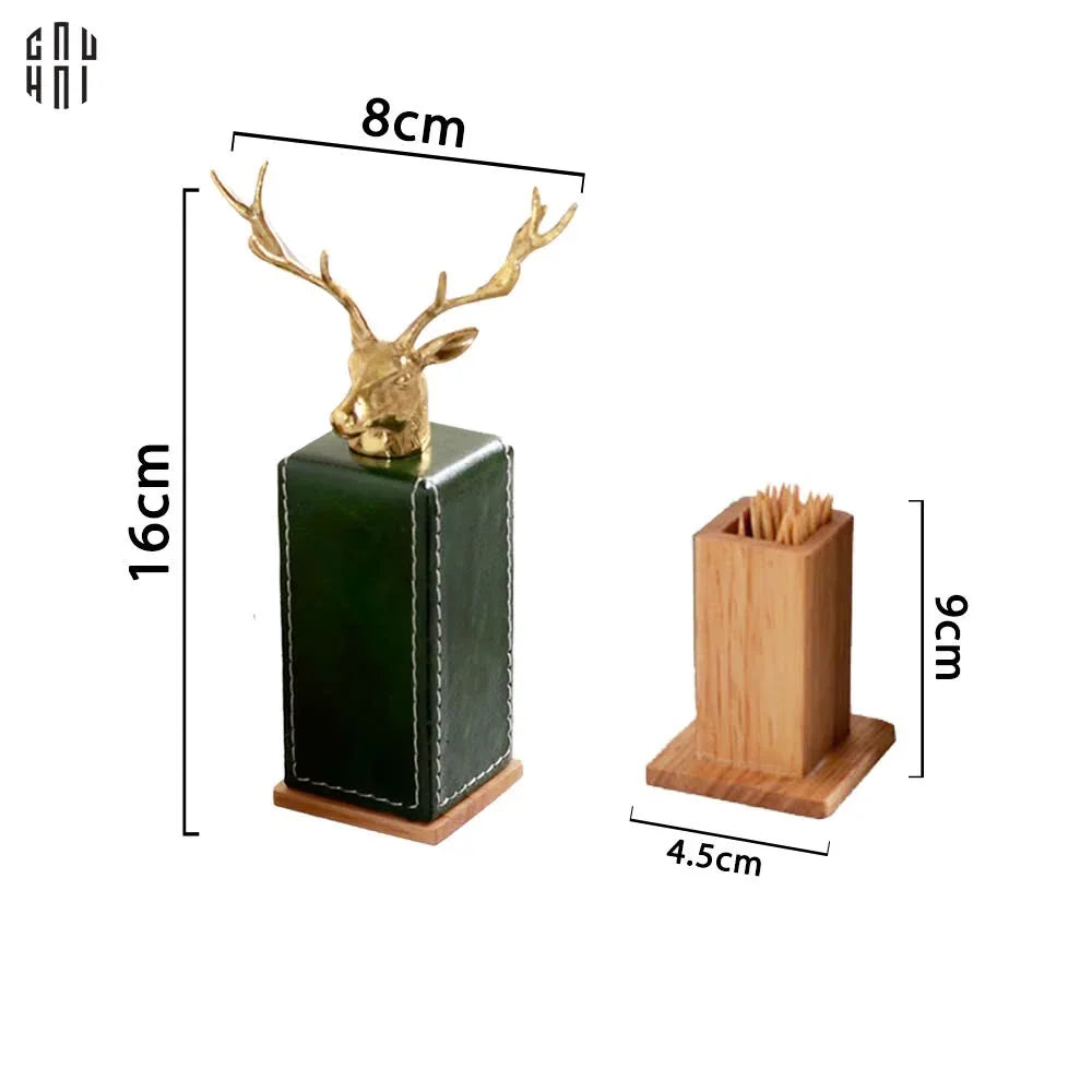 Maison Couture - Lọ Tăm Oakwood Lux Leather - Vert Alley-HŨ TRANG TRÍ-CẬU HAI HOME DECOR