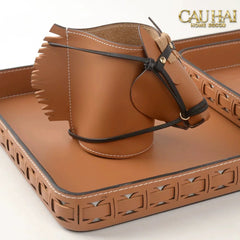 Maison Couture - Lọ Trang Trí Đầu Ngựa Da Thuộc Equestrian Head Leather Saddle Brun Vessel 13x17-HŨ TRANG TRÍ-CẬU HAI HOME DECOR