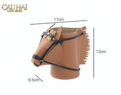 Maison Couture - Lọ Trang Trí Đầu Ngựa Da Thuộc Equestrian Head Leather Saddle Brun Vessel 13x17-HŨ TRANG TRÍ-CẬU HAI HOME DECOR
