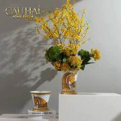 Maison Couture - Set 2 Bình Hoa Chiến Mã Hoàng Gia Équestre Cheval Royal - Spéciale Porcelain Vase. H22 H26 xD15-CẬU HAI HOME DECOR