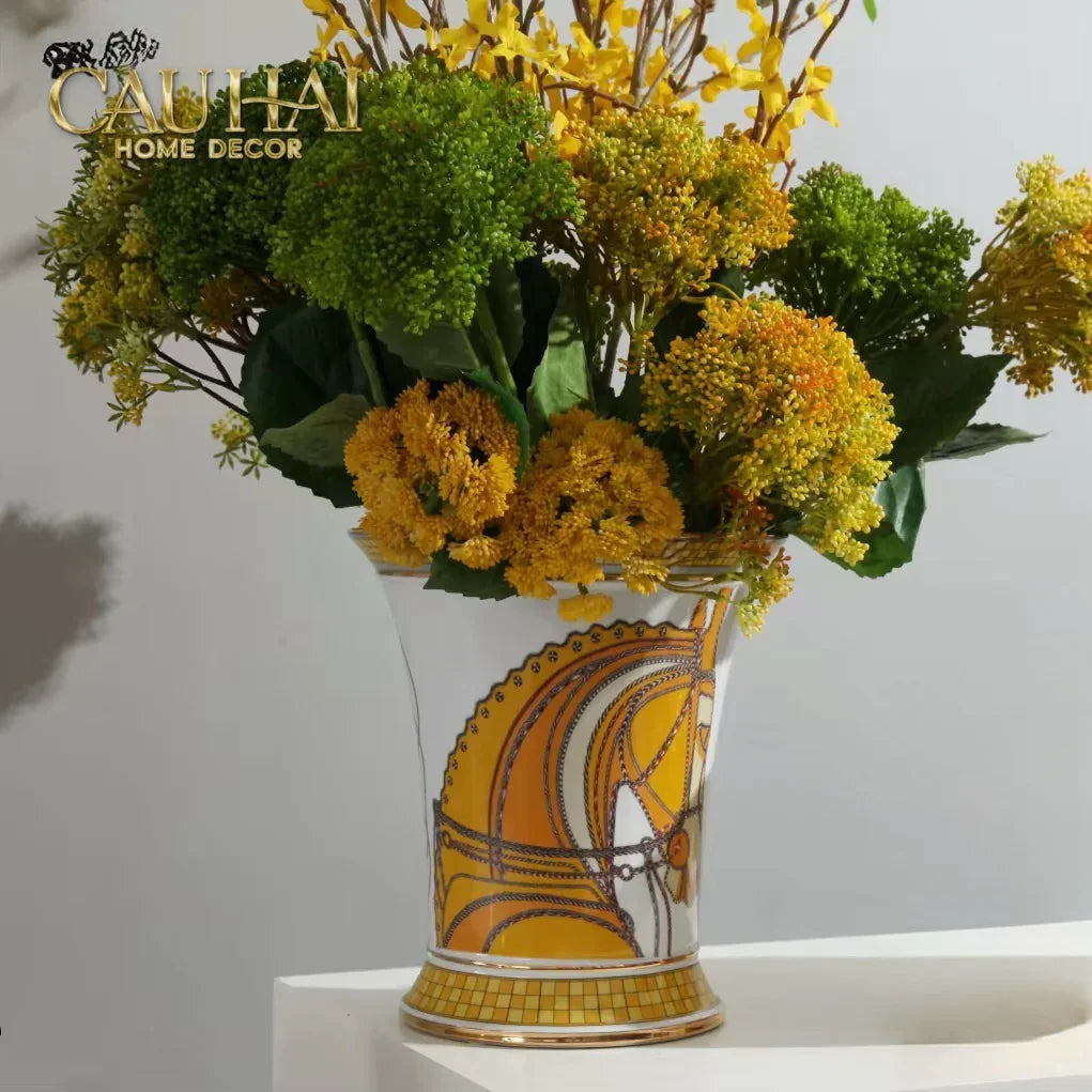 Maison Couture - Set 2 Bình Hoa Chiến Mã Hoàng Gia Équestre Cheval Royal - Spéciale Porcelain Vase. H22 H26 xD15-BÌNH HOA-CẬU HAI HOME DECOR