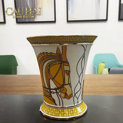 Maison Couture - Set 2 Bình Hoa Chiến Mã Hoàng Gia Équestre Cheval Royal - Spéciale Porcelain Vase. H22 H26 xD15-CẬU HAI HOME DECOR