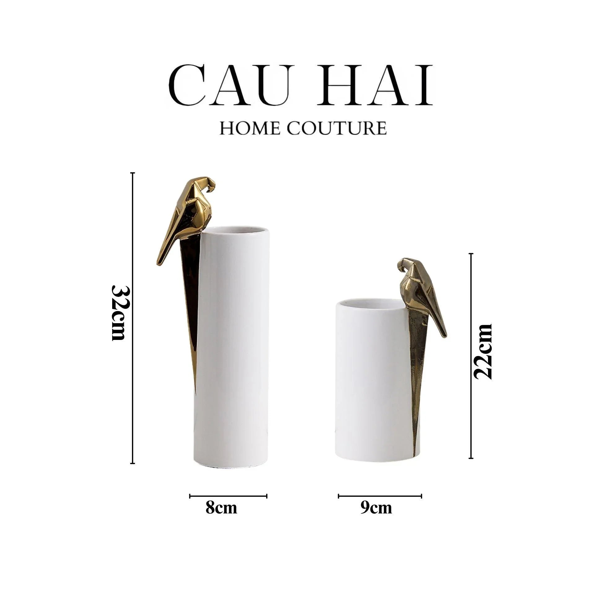 Maison Couture - Set 2 Bình Hoa Gốm Sứ Vẹt Mào Lumière Origami Parrot Vase.-BÌNH HOA-CẬU HAI HOME DECOR