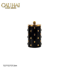 Maison Couture - Set 2 Bình Lọ Impériale Bastion Armory Noir-Gold Vessel-BÌNH HOA-CẬU HAI HOME DECOR