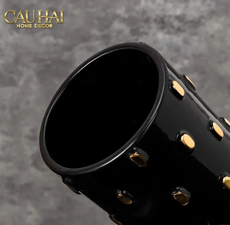 Maison Couture - Set 2 Bình Lọ Impériale Bastion Armory Noir-Gold Vessel-BÌNH HOA-CẬU HAI HOME DECOR