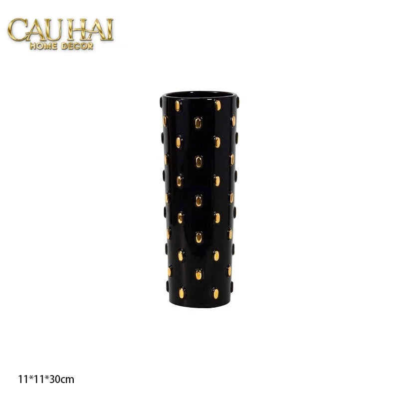Maison Couture - Set 2 Bình Lọ Impériale Bastion Armory Noir-Gold Vessel-BÌNH HOA-CẬU HAI HOME DECOR