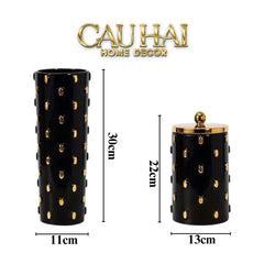 Maison Couture - Set 2 Bình Lọ Impériale Bastion Armory Noir-Gold Vessel-BÌNH HOA-CẬU HAI HOME DECOR