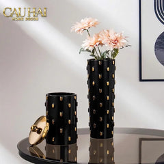 Maison Couture - Set 2 Bình Lọ Impériale Bastion Armory Noir-Gold Vessel-BÌNH HOA-CẬU HAI HOME DECOR