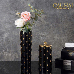 Maison Couture - Set 2 Bình Lọ Impériale Bastion Armory Noir-Gold Vessel-BÌNH HOA-CẬU HAI HOME DECOR