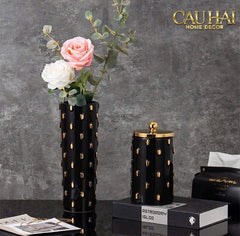 Maison Couture - Set 2 Bình Lọ Impériale Bastion Armory Noir-Gold Vessel-BÌNH HOA-CẬU HAI HOME DECOR