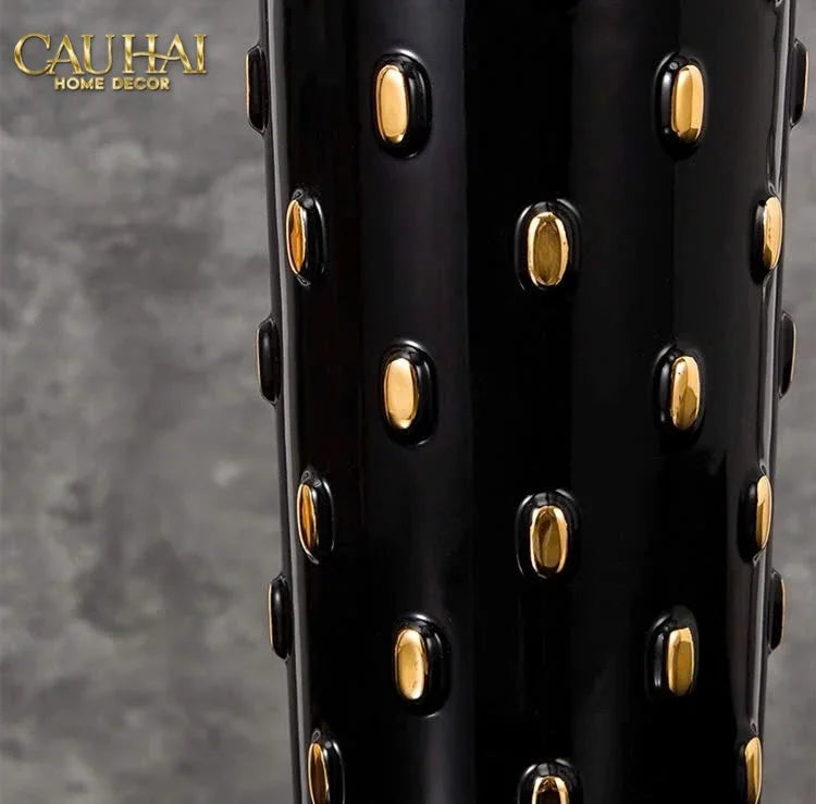 Maison Couture - Set 2 Bình Lọ Impériale Bastion Armory Noir-Gold Vessel-BÌNH HOA-CẬU HAI HOME DECOR