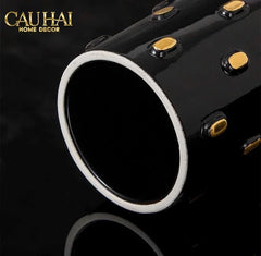 Maison Couture - Set 2 Bình Lọ Impériale Bastion Armory Noir-Gold Vessel-BÌNH HOA-CẬU HAI HOME DECOR
