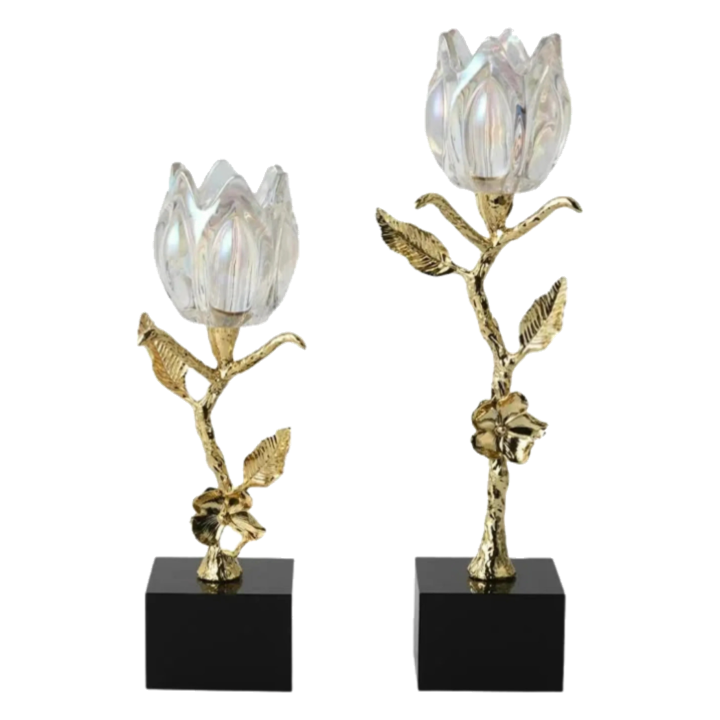 Maison Couture - Set 2 Đế Nến Hoa Hồng Pha Lê Cristalleries Rosé 10x26/30 - CẬU HAI HOME DECOR