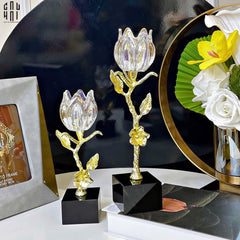 Maison Couture - Set 2 Đế Nến Hoa Hồng Pha Lê Cristalleries Rosé Candle Holders 10x26/30-ĐÈN TRANG TRÍ-CẬU HAI HOME DECOR