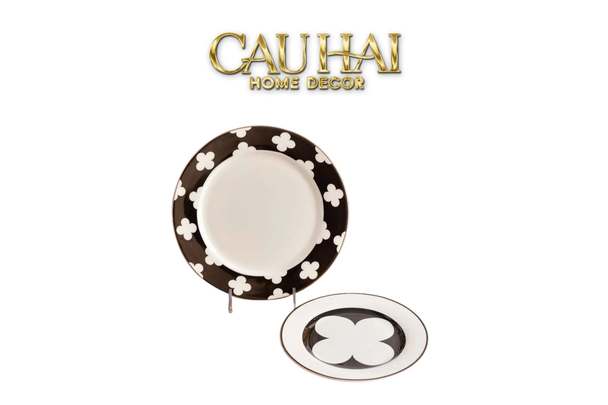 Maison Couture - Set 2 Đĩa Tiệc Trà Château Clover Signature – L’Atelier Rayé Serving Plates 8" 10"-SET BÌNH TRÀ-CẬU HAI HOME DECOR