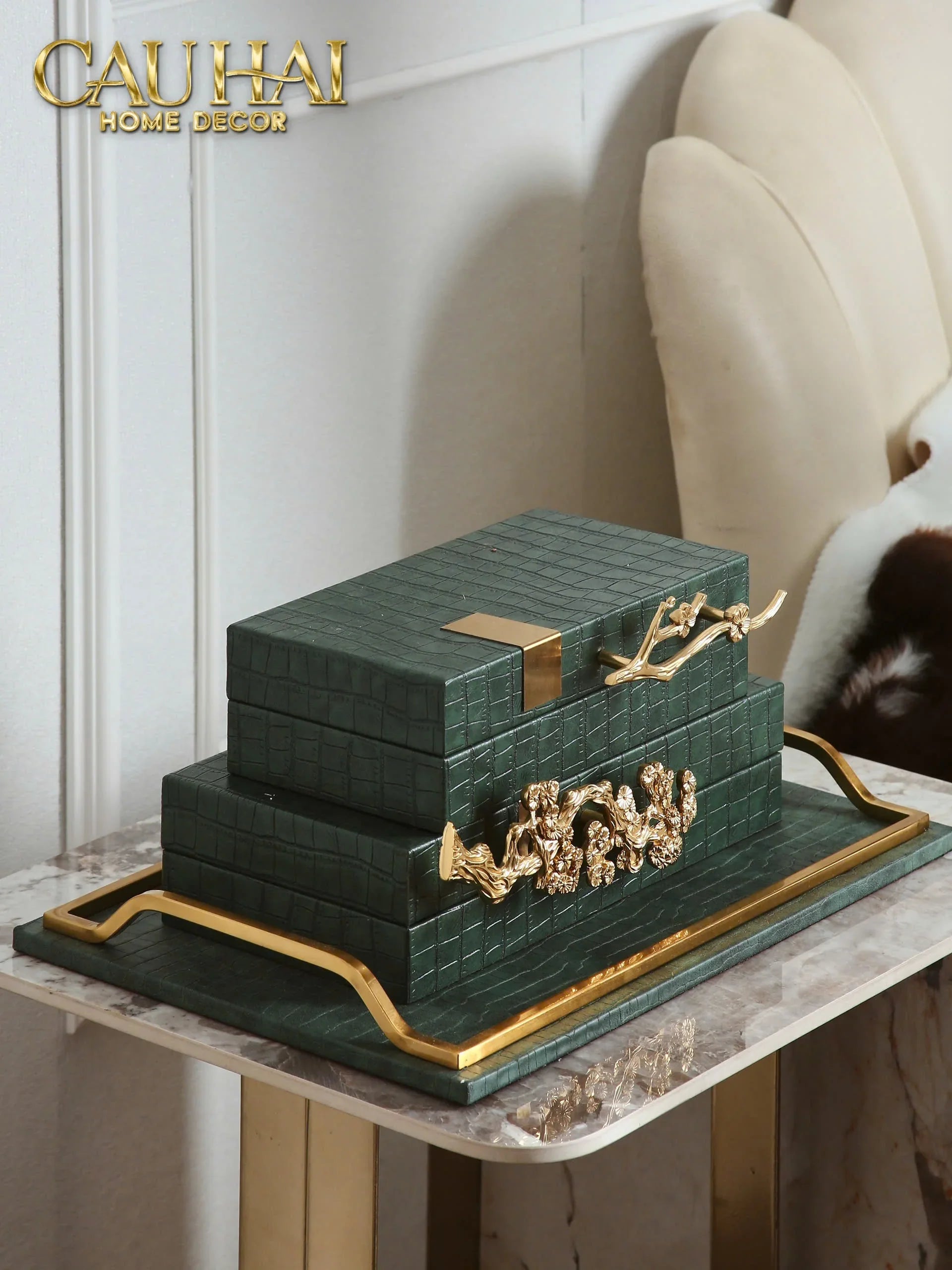 Maison Couture - Set 2 Hộp Trang Sức Emerald Dynasty Jardin-HỘP TRANG SỨC-CẬU HAI HOME DECOR