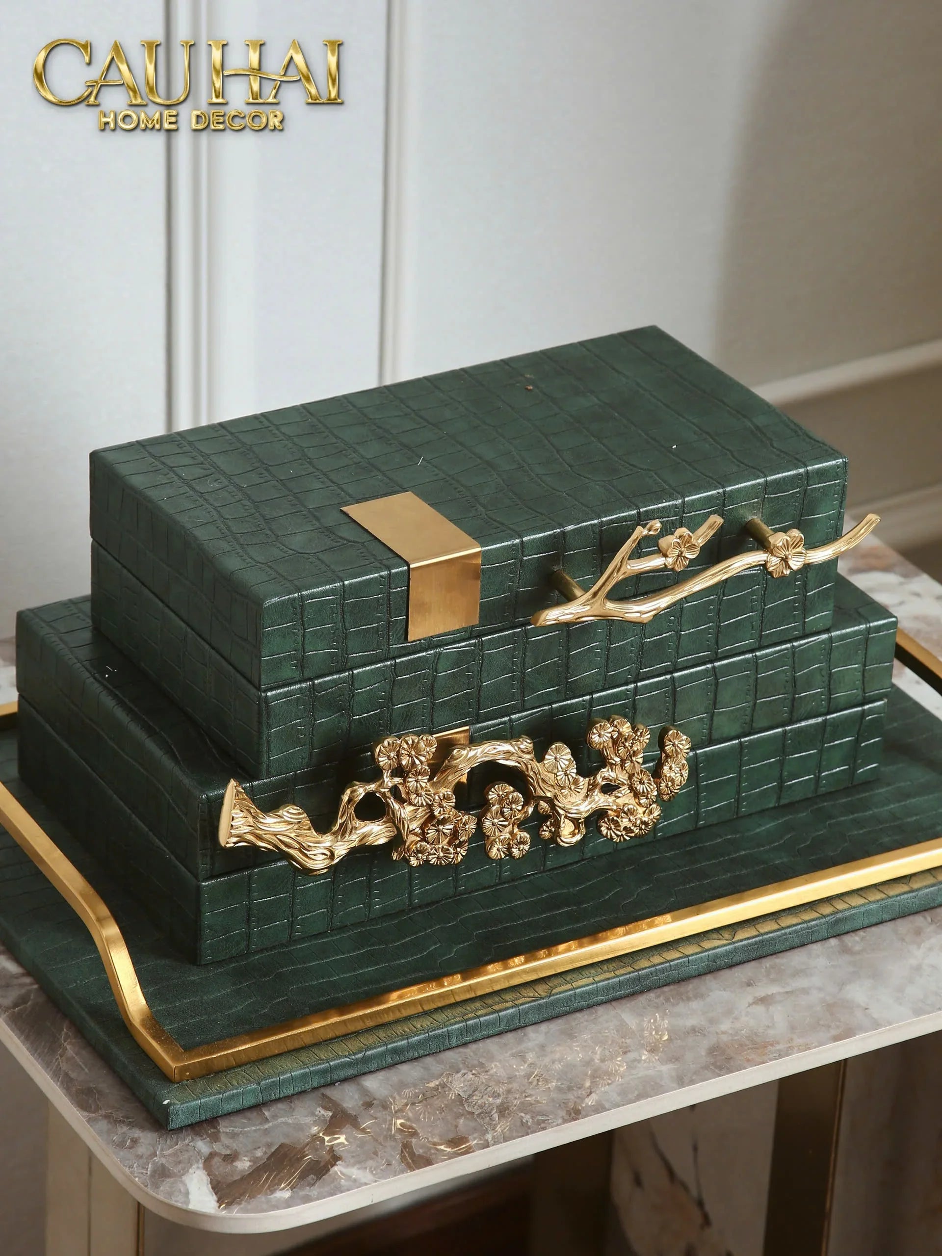 Maison Couture - Set 2 Hộp Trang Sức Emerald Dynasty Jardin-HỘP TRANG SỨC-CẬU HAI HOME DECOR