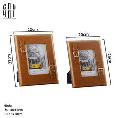 Maison Couture - Set 2 Khung Ảnh Da Bê Signature Burnt-O Lux Leather Belt 6" 7"-KHUNG ẢNH-CẬU HAI HOME DECOR