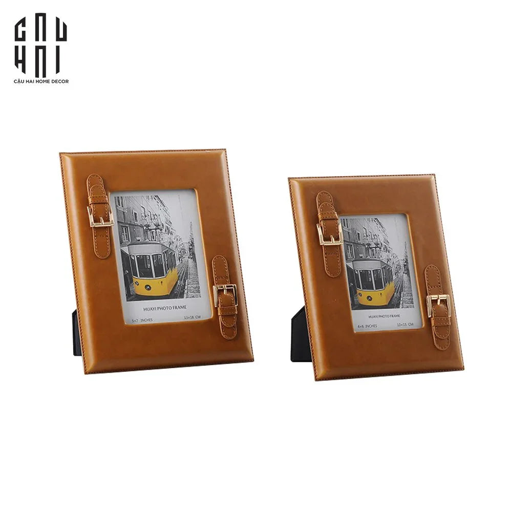 Maison Couture - Set 2 Khung Ảnh Da Bê Signature Burnt-O Lux Leather Belt 6" 7"-KHUNG ẢNH-CẬU HAI HOME DECOR