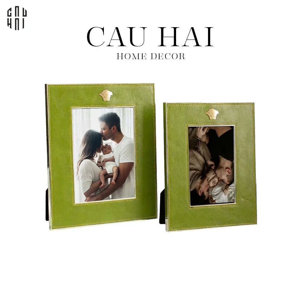 Maison Couture - Set 2 Khung Ảnh Da Cadre Cuir Vert Mousse Élégance-KHUNG ẢNH-CẬU HAI HOME DECOR